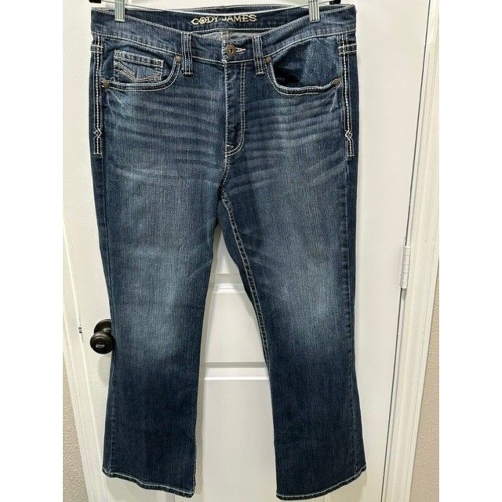 Cody James Bootcut Jeans Mens 34x30 Dark Wash Thick Stitch Western Cowboy